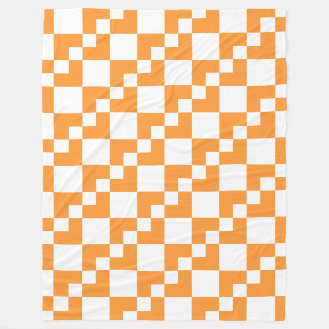 Couverture Polaire Patchwork Domino - Orange clair et blanc (Devant)