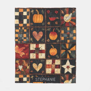 Couverture Polaire Patchwork rustique Art populaire Motif de courte