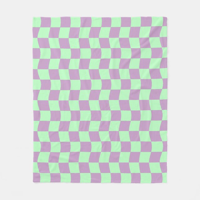 Couverture Polaire Pâte violet vert Wavy Checkerboard Imprimer (Devant)