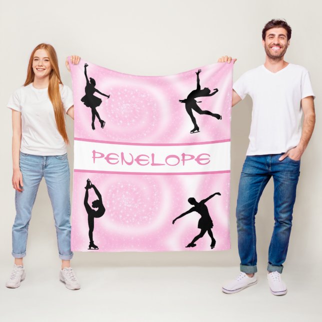 Couverture Polaire Patinage artistique Patinage rose serrl Blanche po (En situation)