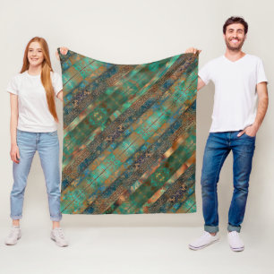 Couverture Polaire Patinée en faux cuivre brun turquoise inspirée