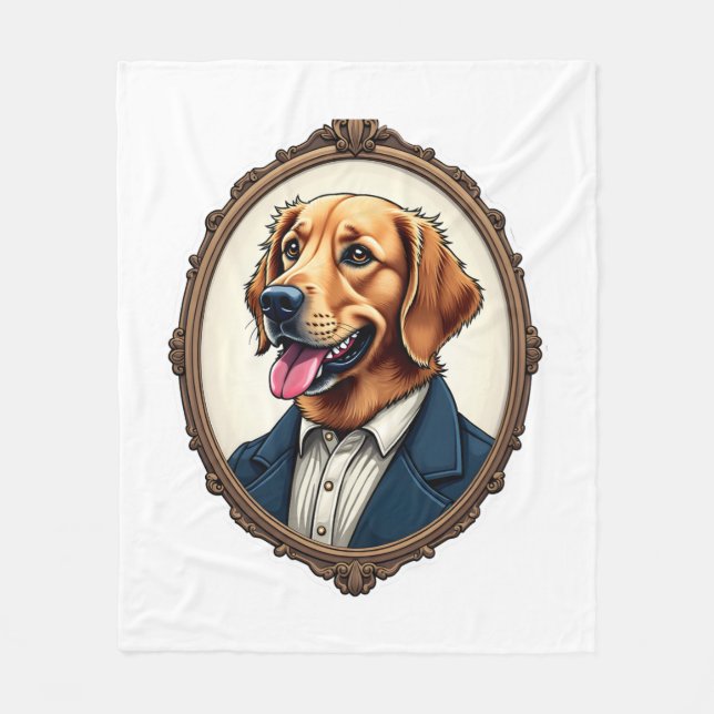 Couverture Polaire Patriotic Golden Retriever Portrait Vintage Tee (Devant)