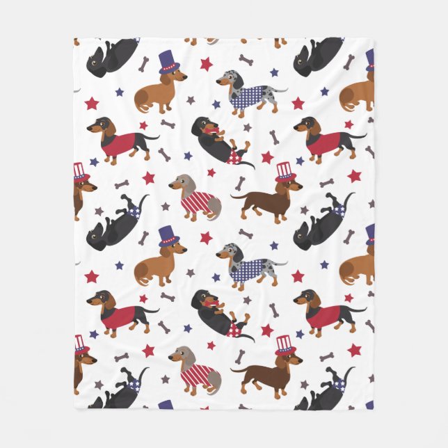 Couverture Polaire Patriotique Dachshund (Devant)