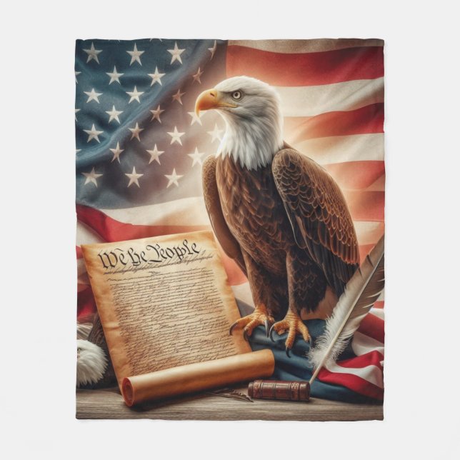 Couverture Polaire Patriotisme américain de l'aigle chauve (Devant)
