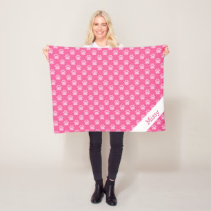 Couverture Polaire Patrouilles De Chat Rose Et Blanc Avec Nom Personn