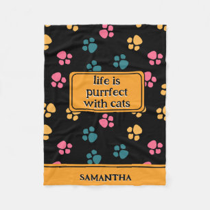 Couverture Polaire Patte de chat noir drôle mignonne 