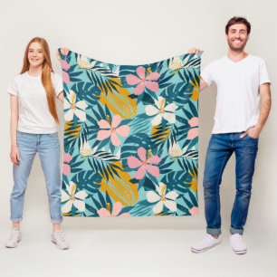 Couverture Polaire Pattern tropical hibiscus