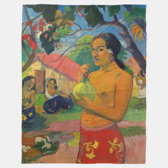 Couverture Polaire Paul Gauguin - Une femme tenant un fruit (Devant)