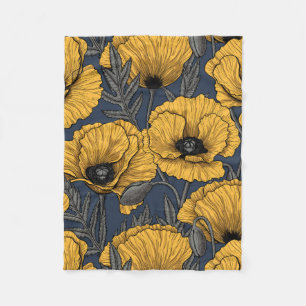 Couverture Polaire Pavot jaune sur la marine