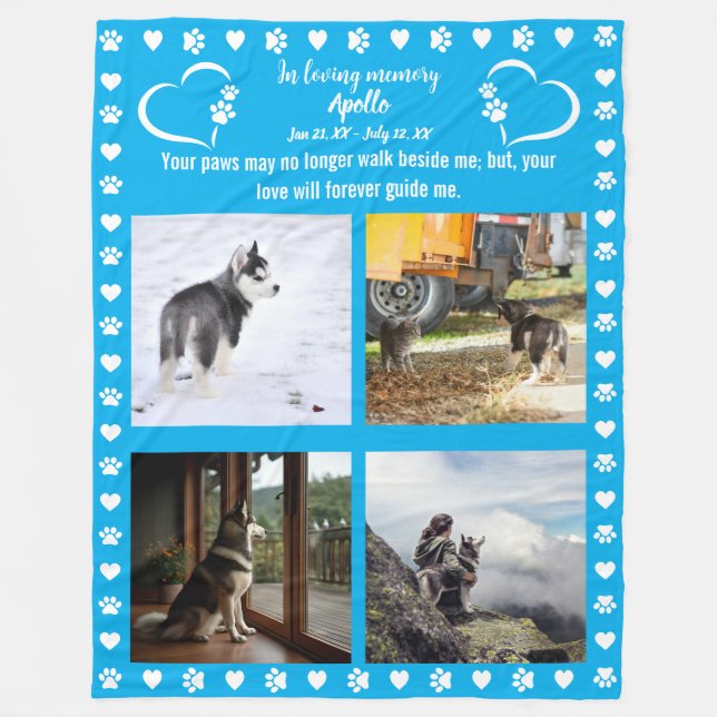 Couverture Polaire Pawprints of Love Photo (Devant)