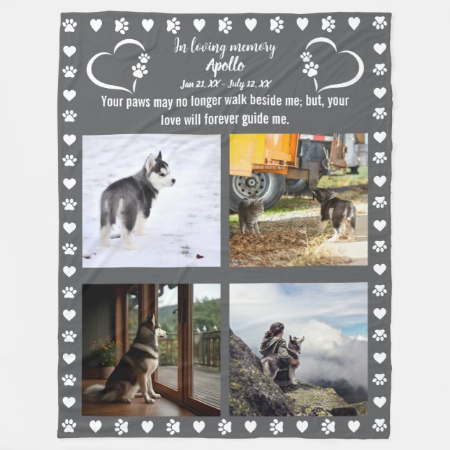 Couverture Polaire Pawprints of Love Photo (Devant)