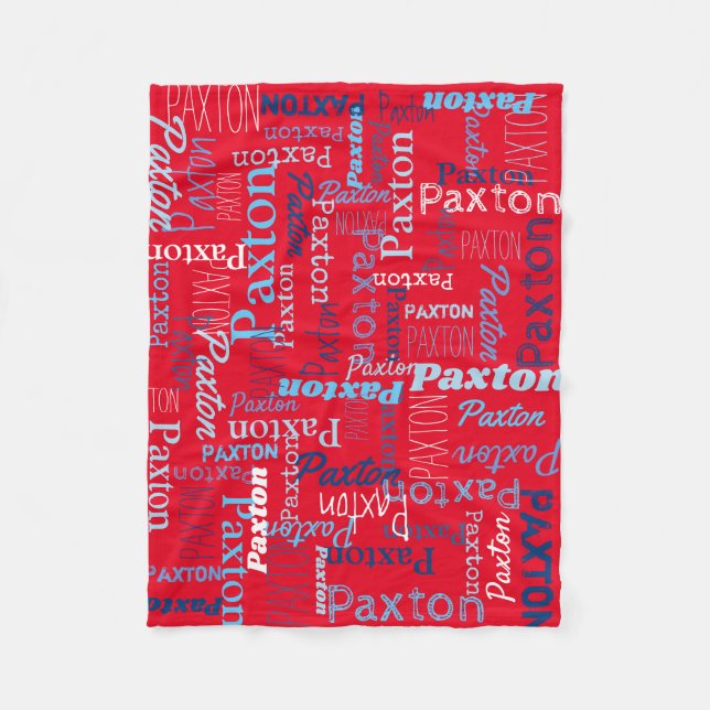 Couverture Polaire Paxton nom personnalisé rouge bleu blanc (Devant)