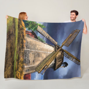 Couverture Polaire Pays-Bas Landscape Windmill Fleece Blanket cadeau