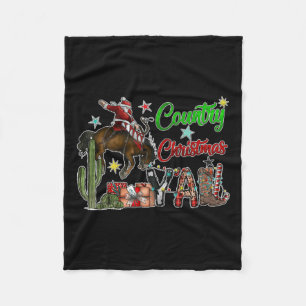 Couverture Polaire Pays Noël Y'all Cowboy Boots Joyeux Noël