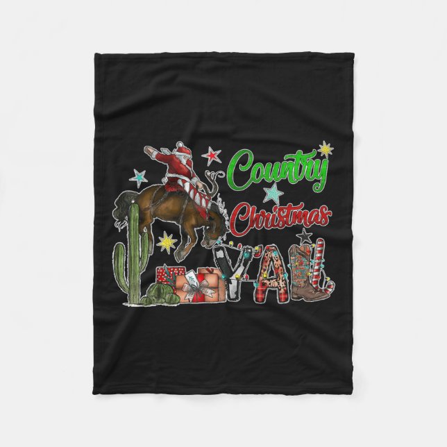 Couverture Polaire Pays Noël Y'all Cowboy Boots Joyeux Noël (Devant)