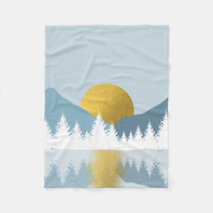 Couverture Polaire Paysage Abstrait Soleil d'hiver d'or