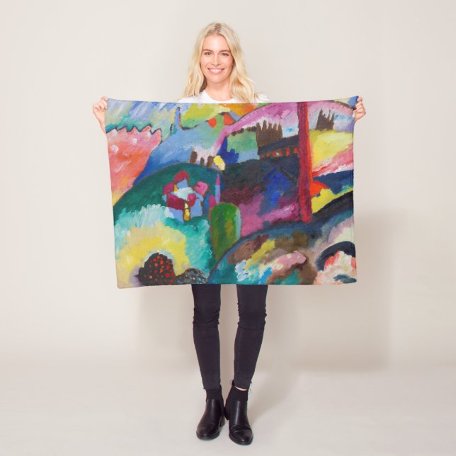 Couverture Polaire Paysage avec rein d'usine, Wassily Kandinsky (En situation)