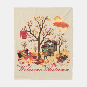 Couverture Polaire Paysage bienvenu d'automne d'automne