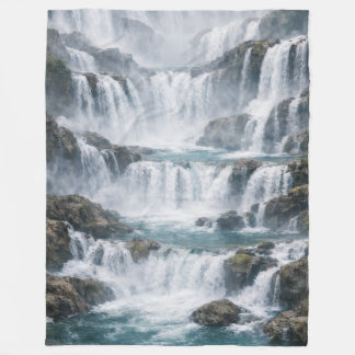 Couverture Polaire Paysage de cascade brumeuse