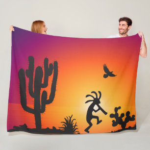 Couverture Polaire Paysage du désert Silhouette Kokopelli