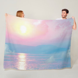 Couverture Polaire Paysage magique au coucher du soleil rose