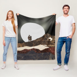 Couverture Polaire Paysage Marbré Romantique au Clair de Lune