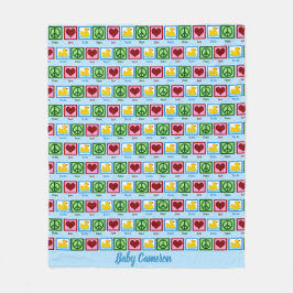 Couverture Polaire Peace Love Canards mignon bébé personnalisé