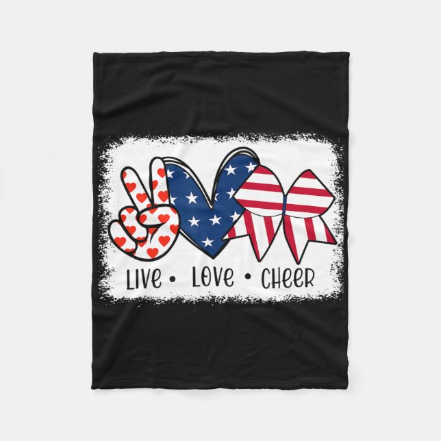 Couverture Polaire Peace Love Cheer Usa Drapeau 4 juillet Cheerled (Devant)