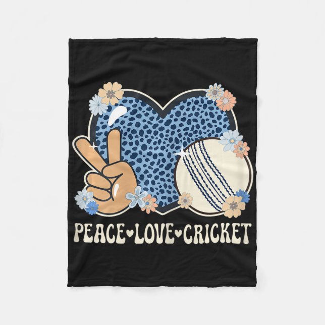 Couverture Polaire Peace Love Cricket Lover Outfit Cheetah Print Wome (Devant)