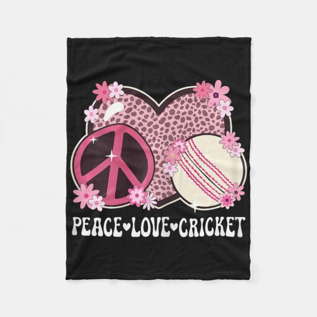 Couverture Polaire Peace Love Cricket Lover Outfit Cheetah Print Wome (Devant)