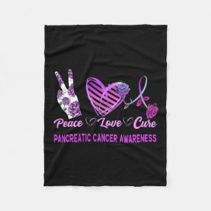 Couverture Polaire Peace Love Cure Pancréatic Cancer Sensibilisation 