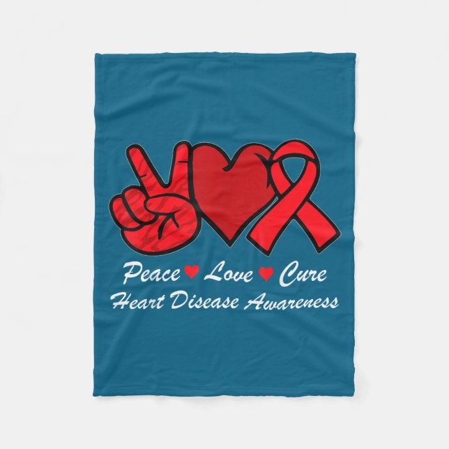 Couverture Polaire Peace Love Heart Disease Awareness Chd Suprt Wear  (Devant)