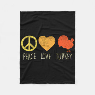 Couverture Polaire Peace Love Turkey Fun Thanksgiving Day Hippie Hipp