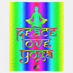 Couverture Polaire Peace Love Yoga Rainbow Intentions