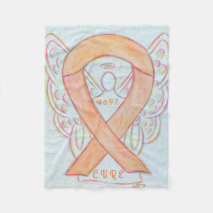 Couverture Polaire Peach Awareness Ruban Angel Hope et Cure Blanche