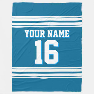 Couverture Polaire Peacock Blue White Sports Jersey