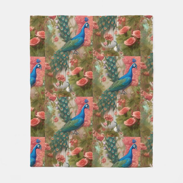Couverture Polaire Peacock en Apricot Jardin Rose (Devant)