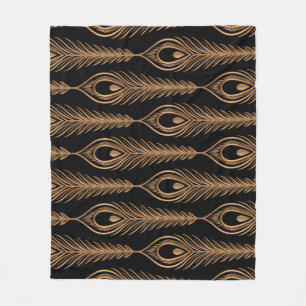 Couverture Polaire Peacock Feathers, Luxury Oriental Motif.