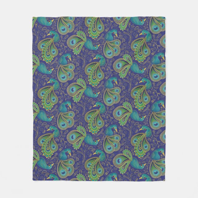 Couverture Polaire Peacock Paisley Pattern Blue (Devant)