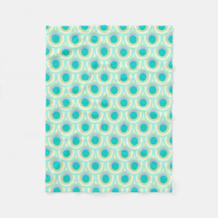 Couverture Polaire Peacock plumes ovale motif aqua turquoise couvertu