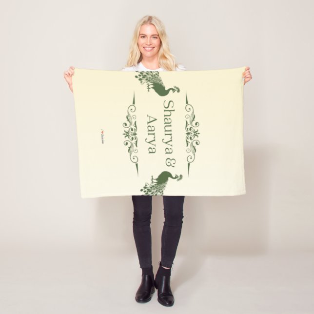 Couverture Polaire #Peacock'sILoveZazzleShaurya&AaryaFleeceBlanket (En situation)
