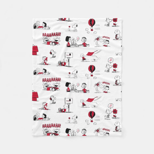 Couverture Polaire PEANUTS | Motif rouge et noir (Devant)