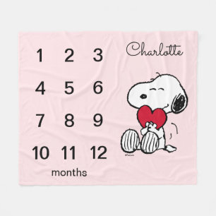Couverture Polaire Peanuts Snoopy   Étape Mensuelle Bébé Fleece Bla
