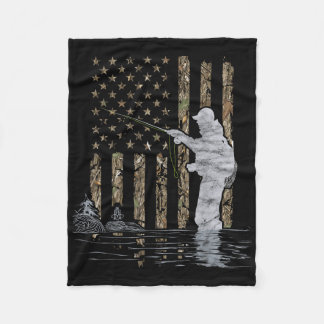 Couverture Polaire Pêche à la mouche Pêcheur Drapeau américain Camouf