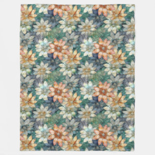Couverture Polaire Pêche blanc bleu vert Floral
