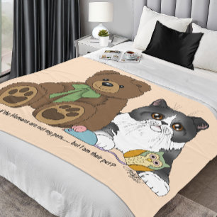 Couverture Polaire Pêche Fantaisiste Ourson Gris Mignon Chat Humour