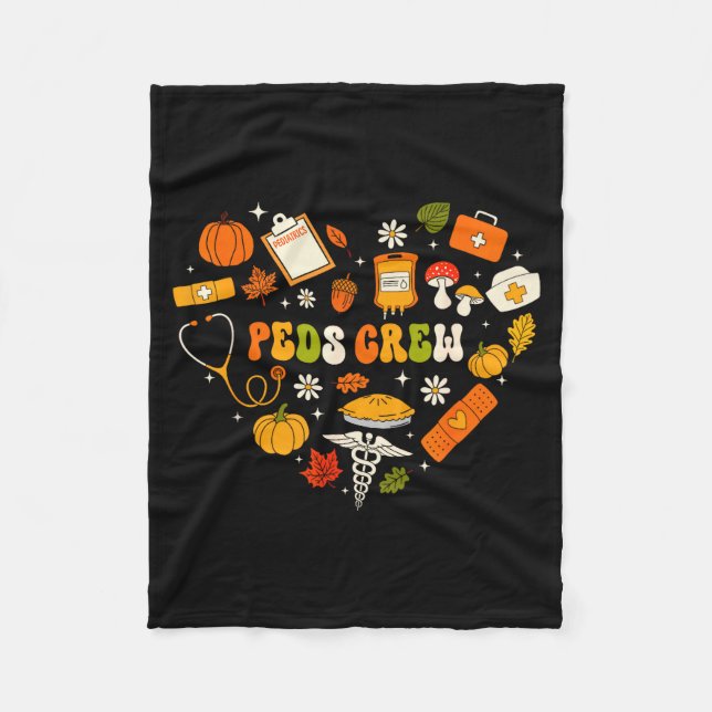 Couverture Polaire Peds Crew Nurse Fall Heart Pediatric Pumpkin Thank (Devant)