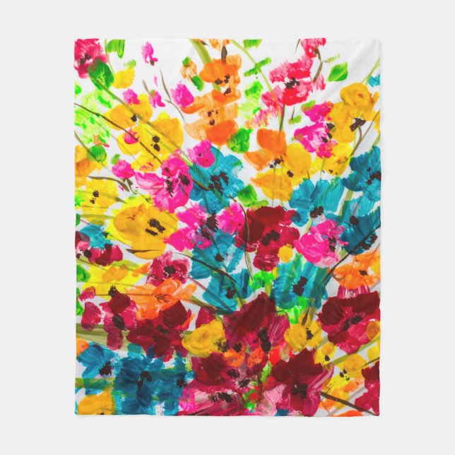 Couverture Polaire peindre peinture fleurs texture, peindre fl brilla (Devant)