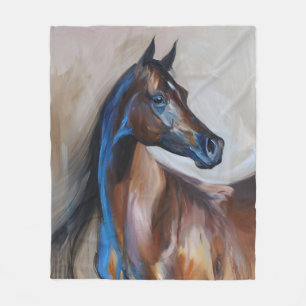Couverture Polaire Peinture à cheval arabe