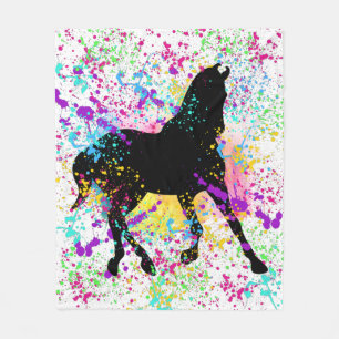 Couverture Polaire Peinture à cheval noir